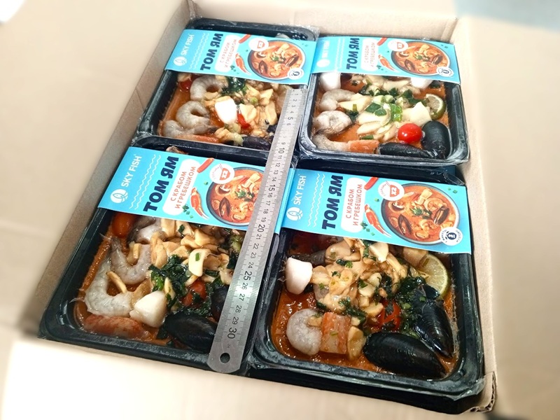 Суп том ям с морским гребешком и крабом фасованный замороженный